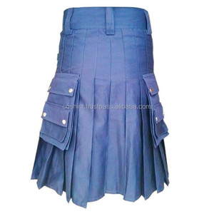 Tablier interchangeable de kilt utilitaire moderne en coton hybride bleu brillant avec poches latérales bleues - Product Image 6