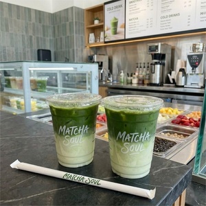 Vasos de Plástico Desechables con Tapa <span class=keywords><strong>y</strong></span> Logotipo Personalizado, Vasos de PET para Café Helado Matcha para Llevar - Product Image 1