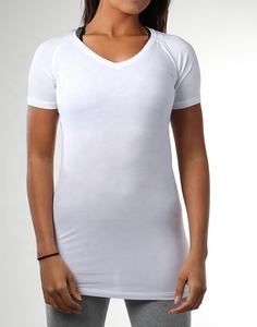 Camisetas de Verano de Moda para Mujer, de Algodón y Elastano, Estilo Urbano, Cuello en V, con Logotipo Personalizado, para Gimnasio y Entrenamiento - Product Image 2