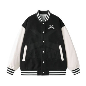 Veste d'hiver sur mesure pour homme, col montant, en laine/cuir, respirante, style Letterman, vente directe d'usine avec faible MOQ - Product Image 1