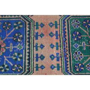 พรมขนาด 2.9x10.7 ฟุต, พรมตุรกีโบราณ, พรมขนสัตว์สีน้ำเงินล้วน - Product Image 5