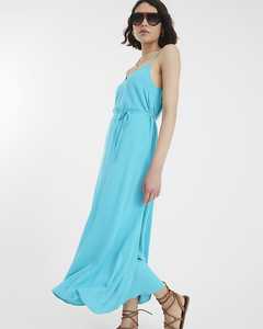 Date Boho solide Maxi robe ample 100% rayonne écologique lâche plage dames pour l'été grande taille décontracté Maxi robe - Product Image 3