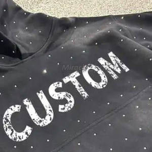 Venta al por mayor de los hombres de lavado ácido de diamantes de imitación sudaderas con capucha básicas de algodón mezclado de los hombres de lavado ácido de diamantes de imitación - Product Image 4