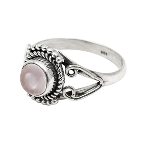 Pierre précieuse de quartz rose naturel de haute qualité Bague de forme ronde en argent sterling 925 Bijoux faits à la main Fournisseur de prix d'usine en gros - Product Image 1