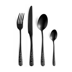 Juego de cubiertos hechos a mano de metal negro a precio bajo a precio competitivo para utensilios de cocina para el hogar - Product Image 1