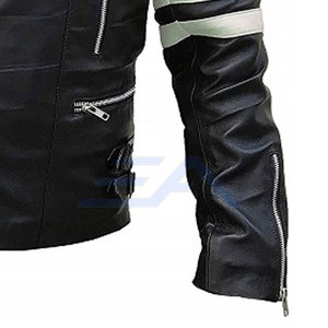 Blouson de moto en cuir léger pour homme, coupe-vent, respirant, uni, haute qualité, très vendu, facile à porter - Product Image 5