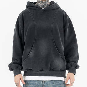 Sweat-shirt à capuche surdimensionné rétro en coton lourd 400 GSM à épaules tombantes vintage personnalisé 2025 pour homme - Product Image 1