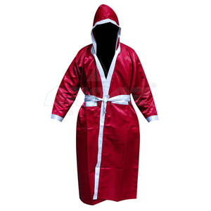 Bata de boxeo de satén clásica para competición y entrenamiento Bata de boxeo de cuerpo entero con lazo en la cintura y capucha - Product Image 2