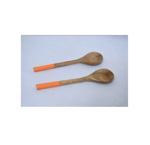 Cuchara de servidor de ensalada de madera de resina para MANGO naranja Cuchara de servicio de madera de acacia para tamaño personalizado - Product Image 1