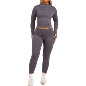 ชุดโยคะไซส์ใหญ่แบบมีซิปด้านหน้า ผ้าสเตรชเอวสูง กระชับรูปร่าง พร้อมซิปปิด ชุดออกกำลังกาย ชุดกีฬา สำหรับผู้หญิง - Product Image 3