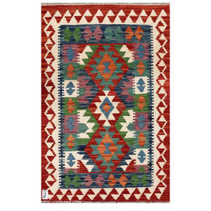 Alfombra Kilim de Maimana, Afganistán, 123 x 79 cm para Decoración del Hogar - Product Image 1