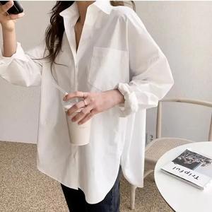 Trending Summer 2025 Casual Women's Shirts New Full Sleeves Plain Shirts 100% Cotton Quick Dry Collar Shirt - Product Image 3