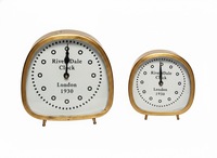 Reloj de Pared Analógico Grande Vintage con Esfera Azul, Marco de Metal Dorado y Latón, Funciona con Batería de Cuarzo, Decoración para el Hogar, Estilo Retro de Mediados de Siglo, para Bodas