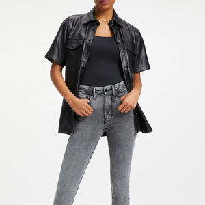 Chemises en cuir durables de haute qualité pour femmes, logo personnalisé, service OEM, vêtements de rue, chemises en cuir pour femmes - Product Image 4