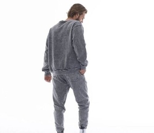 Sweat-shirt à col rond surdimensionné pour homme, couleur unie, tricot en coton, pull décontracté pour l'automne, couleur personnalisée - Product Image 2