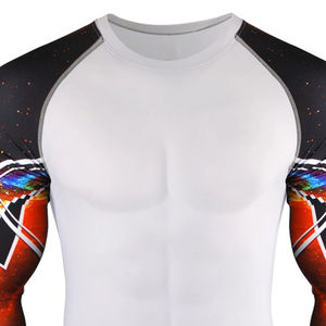 Custom Made Simple Plain Blank Men Rash Guards para la venta en línea Profesional último hecho Precio barato Hombres Rash Guard - Product Image 4