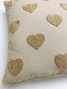 Factory Wholesale Beaded & Embroidered <b>white</b> and pink color beaded Pillow Sequined Flowers Decorative Cushion <b>Cover</b> - Product Image 2