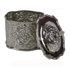 Simple Design Tea Caddy Round Turkish Container with Silver Plated Shiny Finishing Container caddy High Quality <b>Cookies</b> <b>Jar</b> - Product Image 2