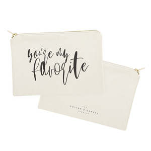 Sac de rangement cosmétique en toile de coton écologique « You're My Favorite » – Trousse de maquillage pratique avec logo personnalisé et motif lettres - Product Image 2