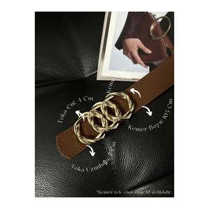 Ceinture pour femme avec boucle intégrée pour pantalons, vestes, robes et chemises - Tan - Product Image 1