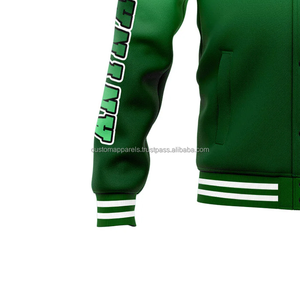 Veste universitaire noire et blanche classique personnalisée à col montant avec logo brodé sur le devant MCACVJ-141 VESTE Letterman monochrome - Product Image 6