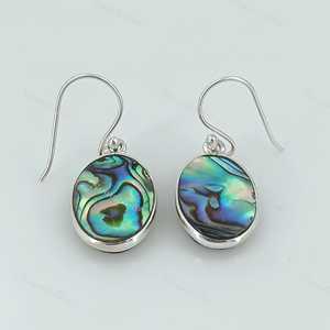 Pendientes Colgantes Hechos a Mano en Plata de Ley 925 con Concha de Abulón Azul Paua, Joyería de Color Azul Natural, Diseño Moderno - Product Image 6