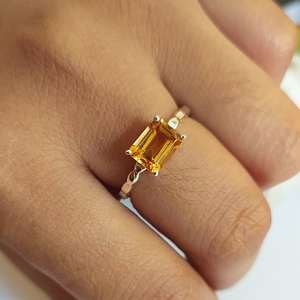 Oval Citrine Ring 925 Sterling <b>Silver</b> 14K Gold Plated Rhodium Plated Luxury February Birthstone Elegant Jewelry Gift for Women - Product Image 5