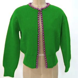 Cardigans acryliques pour femmes brodées de sororité | Pull Cardigan en laine de style personnalisé pour dames brodées de sororité - Product Image 4