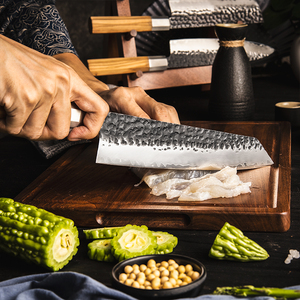 Venta al por mayor personalizado de alta calidad OEM cuchillo martillado estilo japonés Chef filete cuchillo de pescado Sashimi Sushi cuchillo rebanador de verduras - Product Image 4