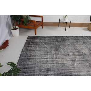 Alfombra Turca Vintage de 5.6x8.2 pies (171x250 cm), Alfombra Gris Negra con Plantas y Árboles - Product Image 4