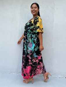 Rainbow Tie Dye Kaftan <b>Dress</b> Alisa AS 20 Cotton <b>T</b> <b>Shirt</b> <b>Dress</b> Luxury Lounge Plus Size <b>Dress</b> With Pockets - Product Image 4