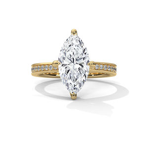 Bague en diamant Moissanite en or jaune 14k pour femme, poussière d'étoile, diamant taille marquise, bijoux fins pour fête de mariage - Product Image 1