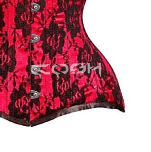 Corset en satin rouge à dentelle - Product Image 5