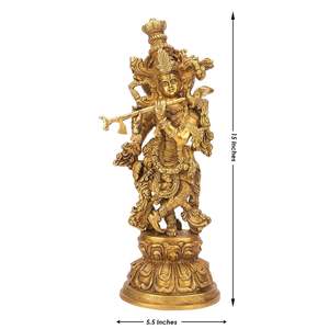Prix de gros - Meilleure vente - Idole de Krishna en laiton taille 15 pour décorations de Diwali, exportation depuis l'Inde - Product Image 2