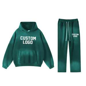 Custom Graphic <b>Print</b> Vintage Tracksuit Men's 380GSM Heavy Hoodie Sweatpants Oversized Dirty Wash Jogger Sets for Winter - Product Image 6