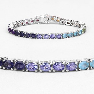 Multi Gemstone 925 <b>Sterling</b> <b>Silver</b> Link Chain <b>Bracelet</b> Semi Precious Multi Stone <b>Charm</b> <b>Bracelet</b> Fine Jewelry Gift <b>for</b> Her - Product Image 1