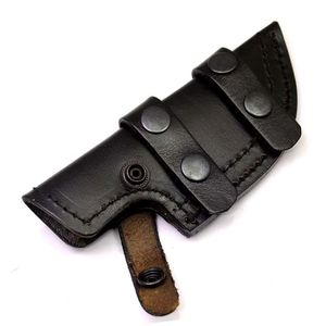 Cuchillo de cuero de grano superior hecho a mano personalizado OEM funda Color negro diseño de cintura cruzada Camping caza Compatible 6,5 pulgadas en general - Product Image 4