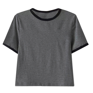 T-Shirts courts 100% coton pour femmes Maillot court d'été léger Respirant Ringer Neck Streetwear Print OEM Casual - Product Image 5
