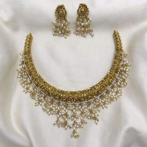 Conjunto de collar de Latón chapado en oro de alta calidad elegante con pendientes, ropa clásica para fiesta de boda, regalo para mujer, joyería de diseñador - Product Image 1