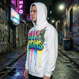 Nouveauté - Sweat à capuche unisexe tendance hip-hop d'hiver - Design graphique robot - Art graffiti néon vibrant - Product Image 6