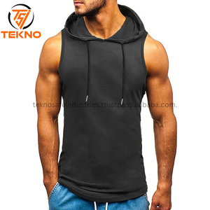 <b>Sleeveless</b> <b>Hoodie</b> Vest Shirts Gym Hooded Tank Top Men Fitness Vest Bodybuilding Singlets Workout for men OEM Serviced - Product Image 4