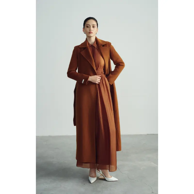 Оптовая цена, тренчи, женские коричневые пальто ручной работы, пальто LUKE премиум качества, кашемировая ткань, длинная прямая рубашка Mangto