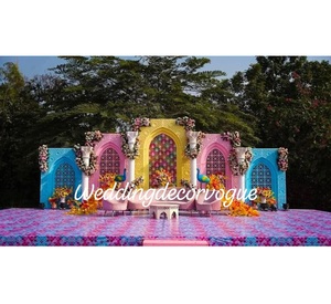 ชุดตกแต่งเวทีงานแต่งงานสุดหรูพร้อมแผงฉากหลังลายดอกไม้หรูหราและการจัดแสงที่ยิ่งใหญ่ผู้จำหน่ายในอินเดีย - Product Image 2