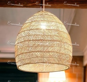 Classique naturel fait à la main en osier rotin abat-jour en bois décoratif plafond suspendu pour chambre Restaurant meubles de maison - Product Image 1