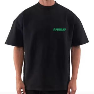 เสื้อยืดคอกลมทรงปกติ ผ้าโพลีเอสเตอร์/คอตตอนเนื้อหนา คุณภาพสูง ไม่ยับ พิมพ์ลายเรียบ สำหรับผู้ชาย ทรงไหล่ตก - Product Image 2