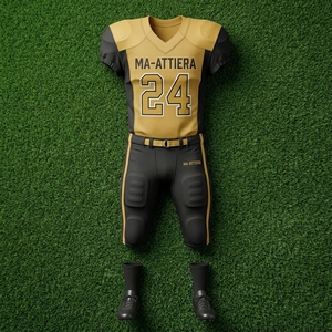 Custom Gold Black American Football Jersey <b>Padded</b> <b>Pants</b> Team Uniform Number 24 OEM ODM Wholesale Sportswear - Product Image 6