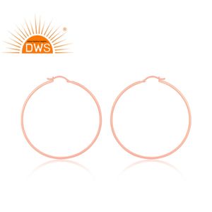 Dernière conception de boucles d'oreilles rondes en argent sterling plaqué or rose fabricant de bijoux personnalisés - Product Image 2