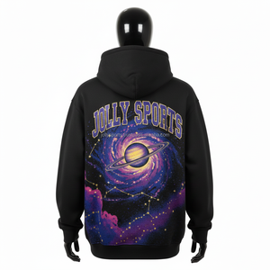 Women Full Zip <b>Hoodie</b> Fleece Fabric Black Purple Star <b>Galaxy</b> Print Durable DTG Custom Logo Comfortable Fit zipper basics hoodies - Product Image 2