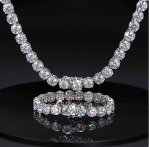 Collier en argent sterling avec pendentifs style hip-hop en moissanite VVS1, passe le testeur de diamants, chaîne cubaine glacée bicolore avec accents - Product Image 3