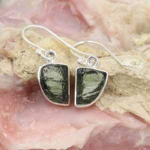 Authentic Moldavite 925 Sterling <b>Silver</b> <b>Drop</b> <b>Earrings</b> Gold Plated Czech Republic Trendy Wedding Birthday/Anniversary Party Gift - Product Image 1